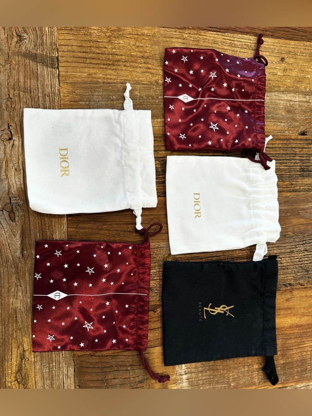 Yves Saint Laurent Black and Gold Drawstring Pouch